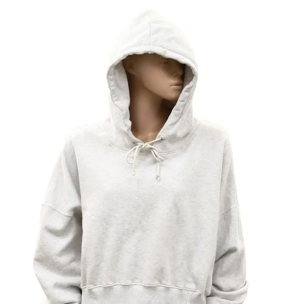 Free People FP Movement Hoodie Sweatshirt Cropped Top Logo Ribbed Gray XL 289508